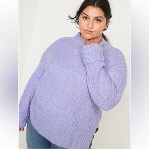 Old Navy Lavender Mock Neck Ribbed Knit Tunic Sweater Oversized Pullover